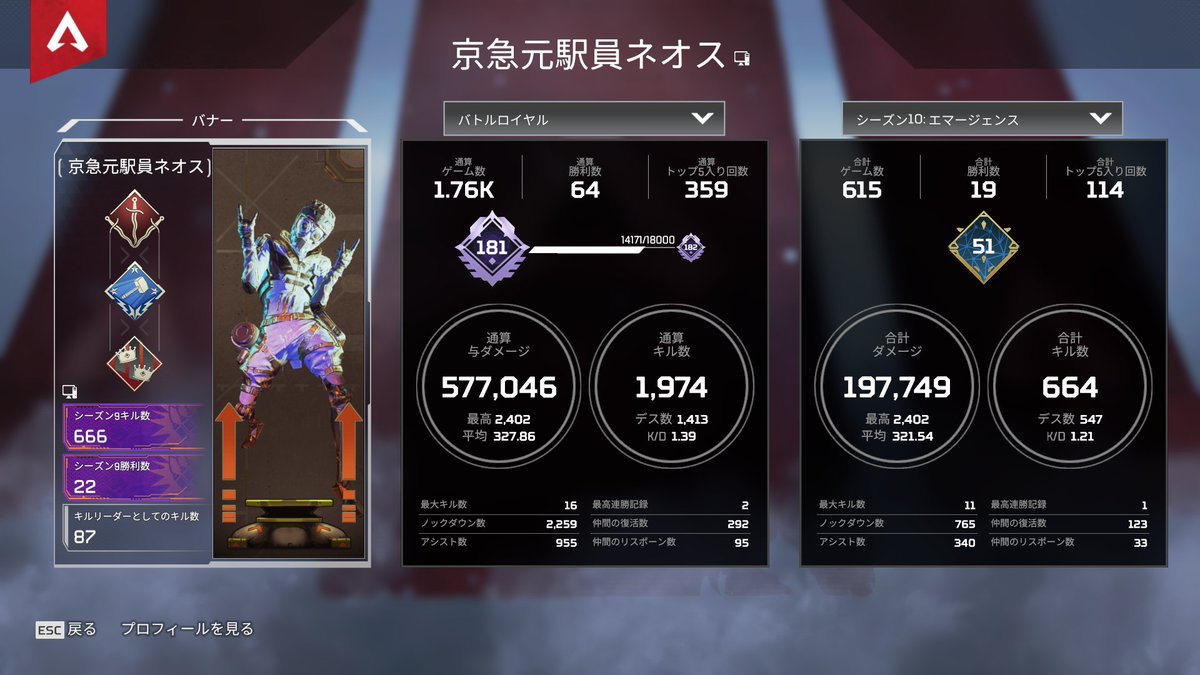 野良人ネオス ランクでいろんな人に前出すぎといわれたのでカジュアルで動きとキャラコン修正しました 試しにホライゾン使ったら00取れちゃったのでまた扱えるキャラ増えました ランクダイヤ行くために動きの練習は必要でした Apex Apexledgends