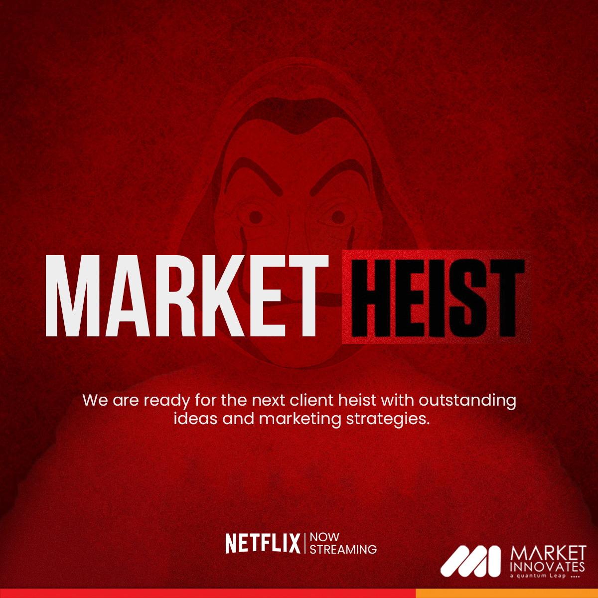 MarketInnovates's tweet photo. MI team is in the game with new ideas and strategies for the next client heist.    Are you ready to welcome the new season of Money Heist?

#Lacasadepapel #MoneyHeist #Netflix #MarketInnovates https://t.co/cG8sgEnsFb