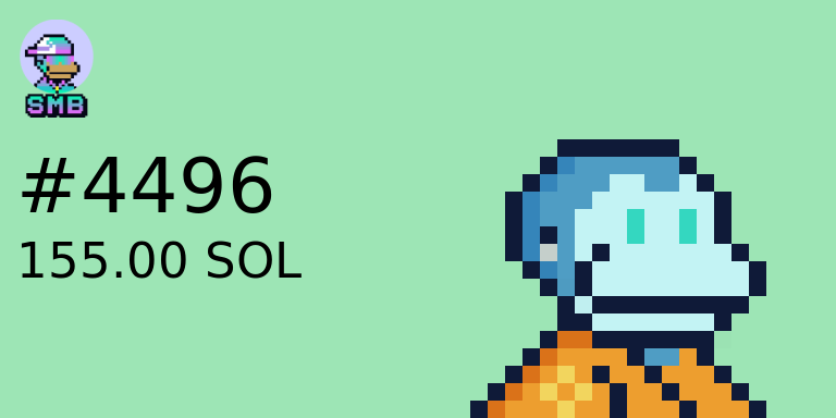 SMB_SalesBot's tweet photo. 🙊 SMB #4496 SOLD for 155.00 S◎L

→ https://t.co/Y6YoEGRfiT

🐒 @solanambs

📝 https://t.co/yziklZUnZO https://t.co/A1KrltTwvn