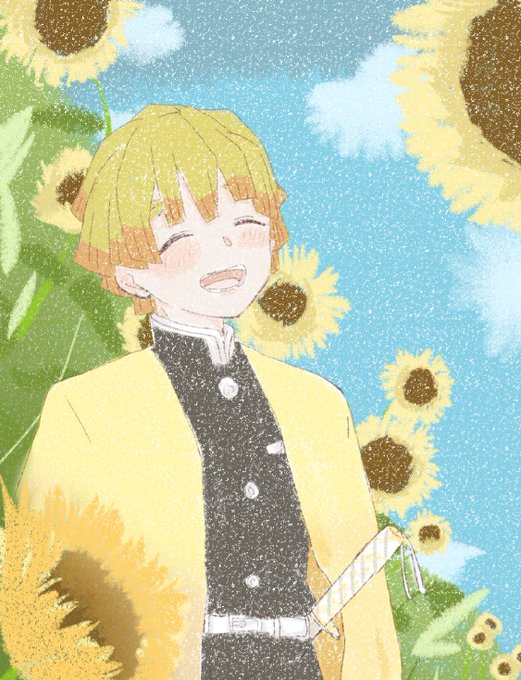 🍍佑紀🍍低浮上🍍さんがTwitterに投稿した我妻善逸(鬼滅の刃)のイラスト。