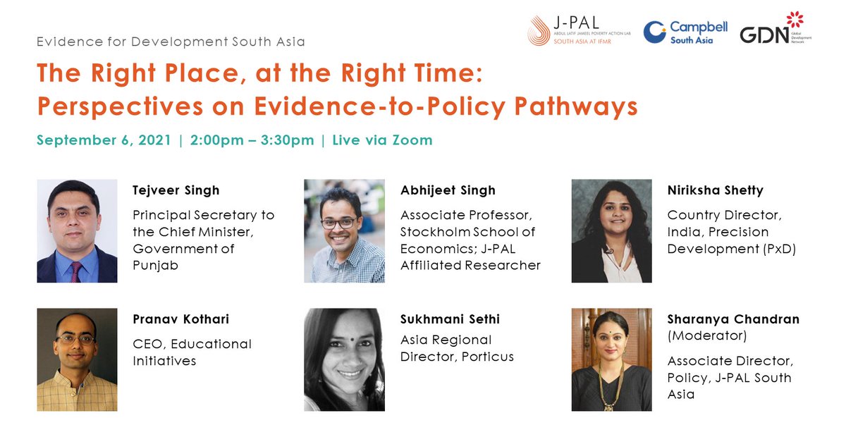 JPAL_SA's tweet image. 📢We&apos;ll be at the #evi4devconference exploring evidence-to-policy pathways!

Join the conversation with Tejveer Singh (@PunjabGovtIndia) @singhabhi (@handels_sse) Niriksha Shetty (@PrecisionXDev) Pranav Kothari (@eiindia) &amp;amp; Sukhmani Sethi (@porticusglobal) j-p.al/e4dweb