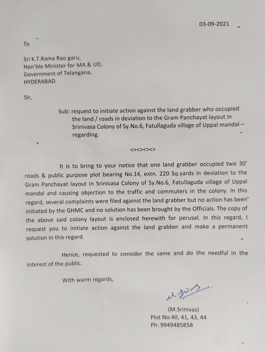 yashu_goud's tweet photo. Respected @KTRTRS sir and @arvindkumar_ias sir our colony ( Srinivasa colony Fathulaguada Nagole division) Park places and roads have been occupied by Some individuals. Several complaints given but there is no fruitful result Kindly help our children to have park and play area.. https://t.co/3hwbSPQ1o7