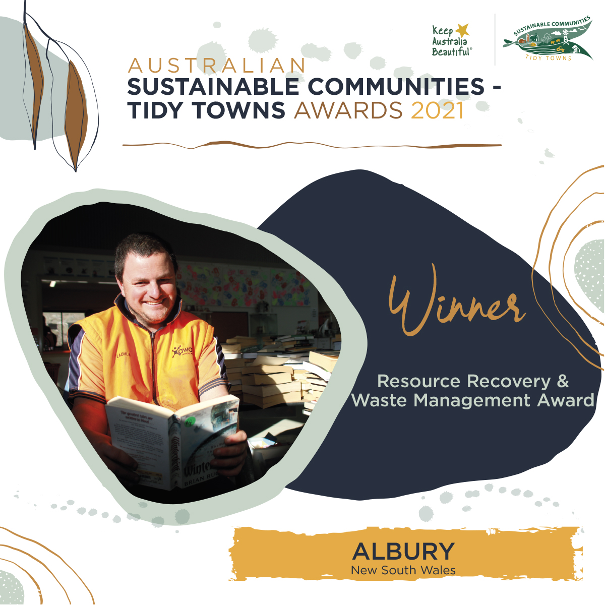The Resource Recovery and Waste Management Award,  goes to Albury, NSW! 
#TidyTowns #sustainablecommunities #albury #alburycitycouncil @AlburyCity @bordermail @mmmtheborder @hittheborder @ABCGOulburnMurray @Radio2AY