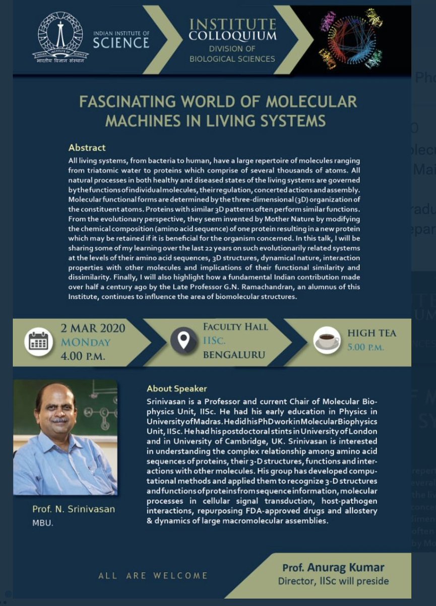 Principal Scientific Adviser, Govt. of India (@prinsciadvgoi) on Twitter photo Professor N. Srinivasan <a href="/iiscbangalore/">IISc Bangalore</a> passed away today after an illness through which he was his usual self, concerned about others. His science contributions were wide and deep. He will be missed. A screenshot of an announcement of March 2020 that captures his work and ideas: Professor N. Srinivasan <a href="/iiscbangalore/">IISc Bangalore</a> passed away today after an illness through which he was his usual self, concerned about others. His science contributions were wide and deep. He will be missed. A screenshot of an announcement of March 2020 that captures his work and ideas: