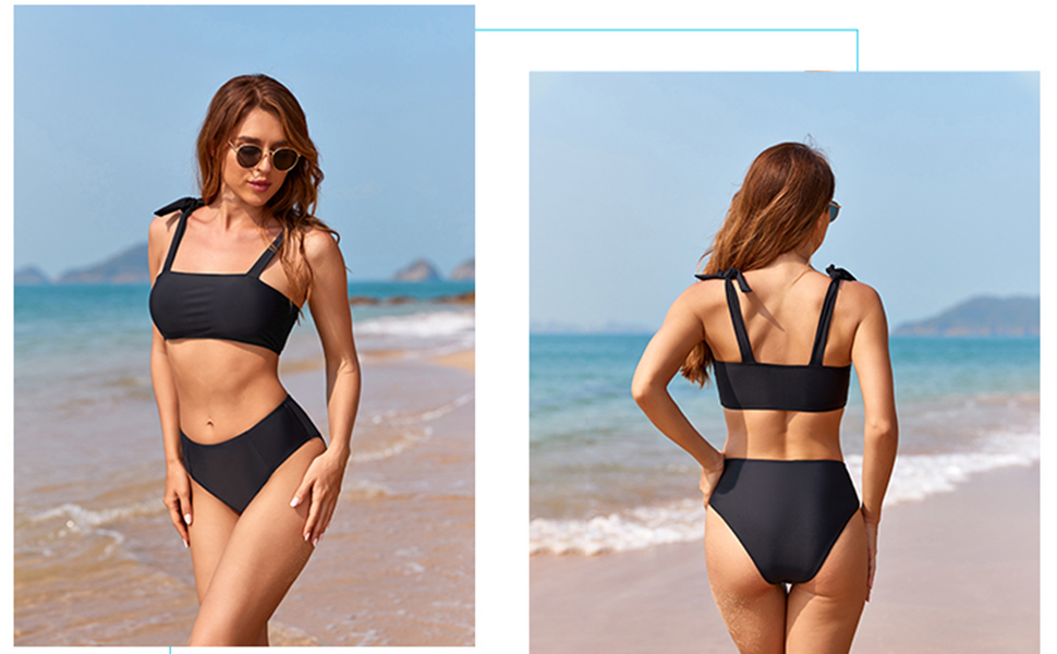 Bandeau bikini High waisted bathing suits 
Shop now>>amzn.to/3kT6q3k
#twopieceswimsuit #Highwaistedswimsuit #sexybikini