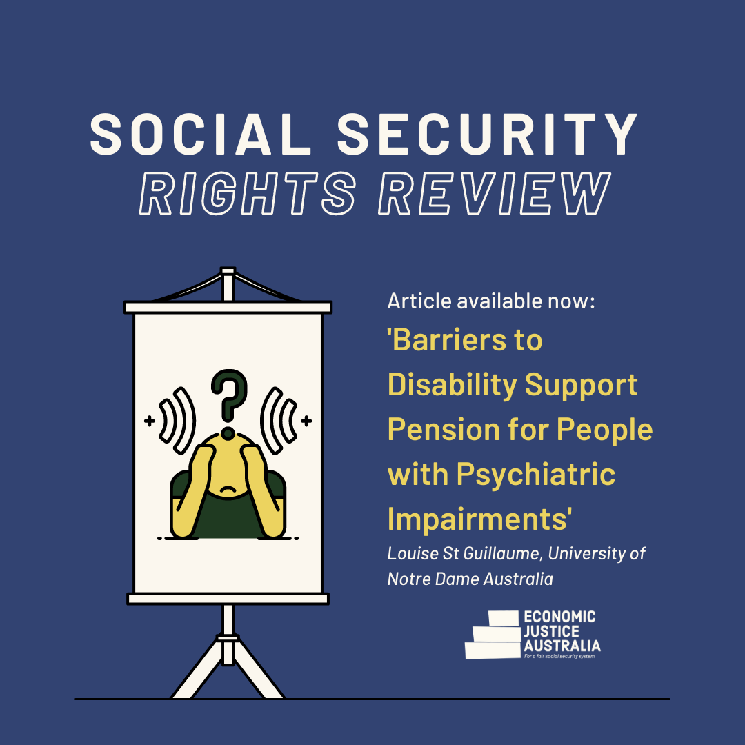 What problems can people w/ psycho-social disability face when claiming #DSP? Louise St Guillaume summarises her report on these systemic barriers in RIGHTS REVIEW - see buff.ly/38mB8fi  Hear more at EJA 2021 Conference: buff.ly/3k5oGGj <a href="/lstguillaume/">Louise St Guillaume</a> <a href="/NotreDame/">University of Notre Dame</a>