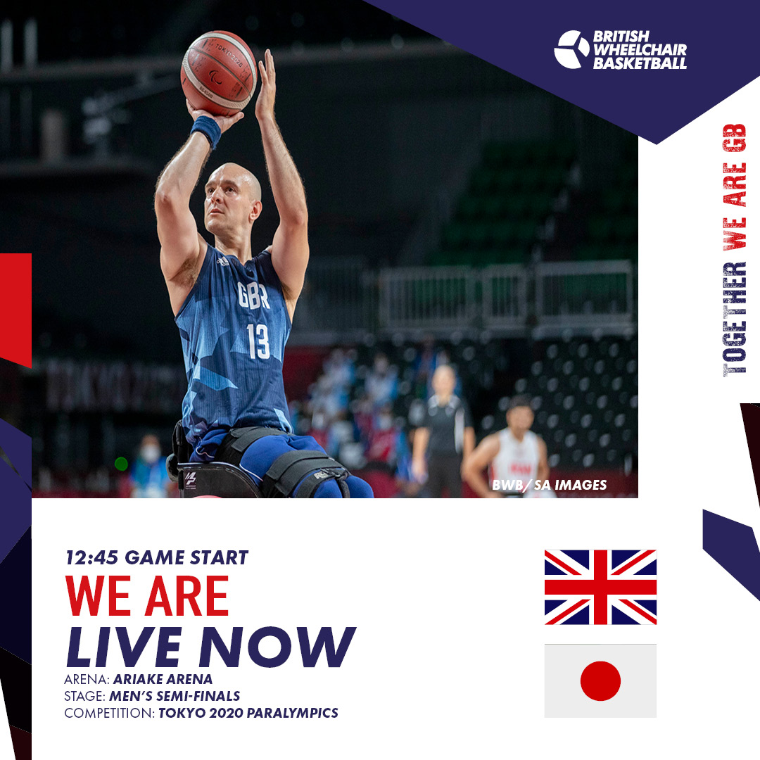 British Wheelchair Basketball (@britwheelbball) on Twitter photo Tip-off! We're underway in the semi-final! <a href="/ParalympicsGB/">ParalympicsGB</a> 🆚 Japan! 🇬🇧🙌 Watch LIVE on <a href="/Channel4/">Channel 4</a> 👇
Starting 5⃣: <a href="/GazGB4/">Gaz Choudhry MBE</a>, <a href="/dogboy1994/">Harry Brown</a>, <a href="/AbdiJama10/">abdi jama</a>, <a href="/GreggWarburton/">Gregg Warburton</a>, <a href="/lee_manning/">Lee Manning</a>
📺 <a href="/Channel4/">Channel 4</a>
🖥️ paralympics.channel4.com/live/
📊 bit.ly/3zJJjhU
#TogetherWeAreGB Tip-off! We're underway in the semi-final! <a href="/ParalympicsGB/">ParalympicsGB</a> 🆚 Japan! 🇬🇧🙌 Watch LIVE on <a href="/Channel4/">Channel 4</a> 👇
Starting 5⃣: <a href="/GazGB4/">Gaz Choudhry MBE</a>, <a href="/dogboy1994/">Harry Brown</a>, <a href="/AbdiJama10/">abdi jama</a>, <a href="/GreggWarburton/">Gregg Warburton</a>, <a href="/lee_manning/">Lee Manning</a>
📺 <a href="/Channel4/">Channel 4</a>
🖥️ paralympics.channel4.com/live/
📊 bit.ly/3zJJjhU
#TogetherWeAreGB