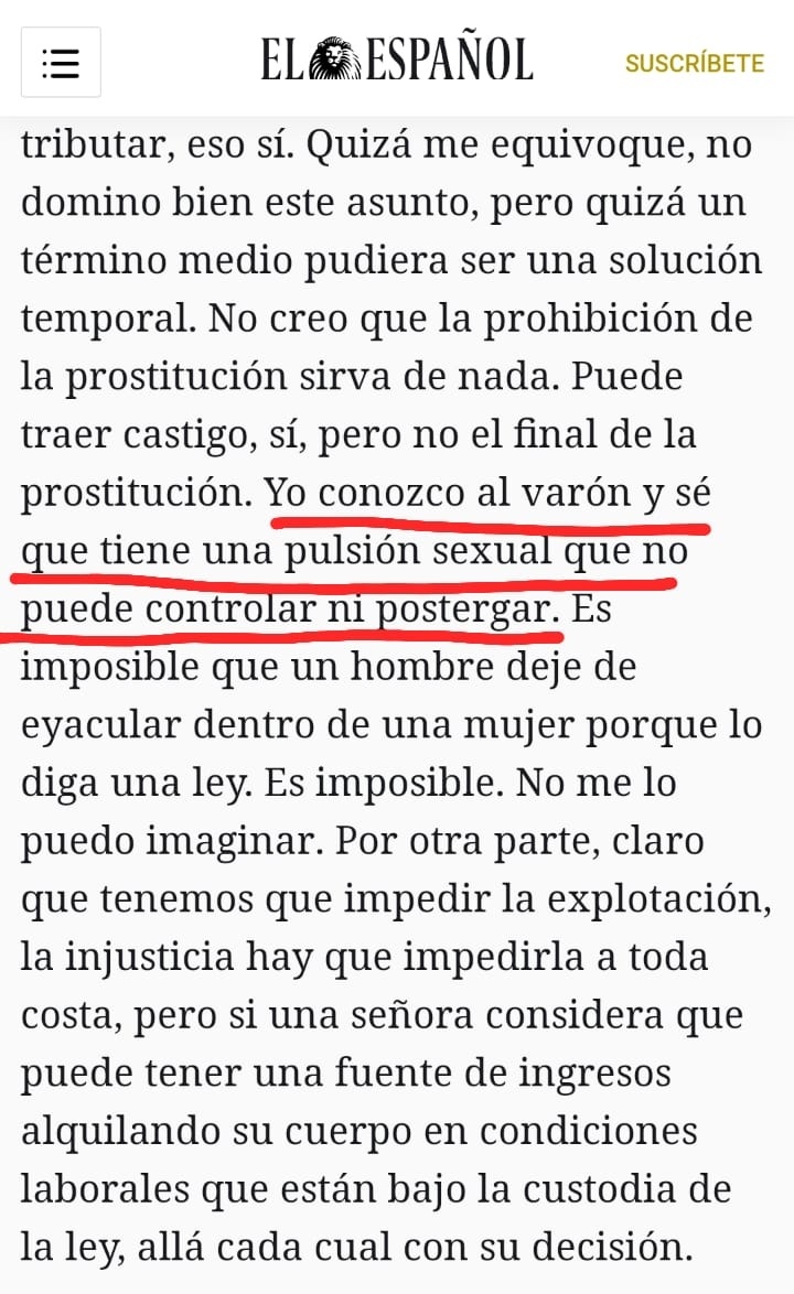 ¿Para cuándo dejar de promover el mito de que los hombres no tenéis autocontrol y empezar a haceros responsables de vuestras conductas sexuales?