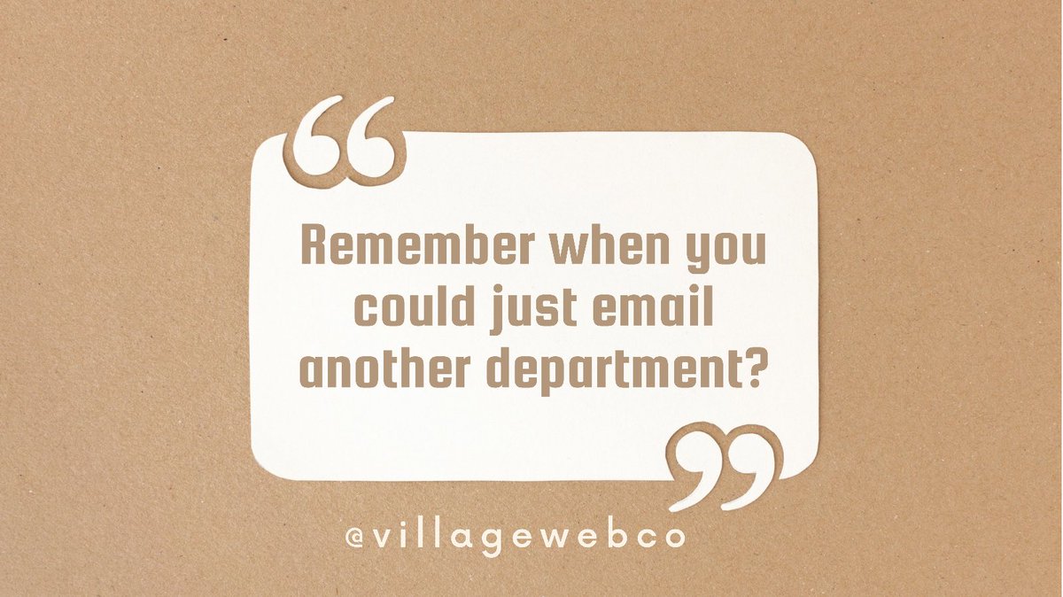 VillageWebCo's tweet photo. The big downside to being self employed is that you become ALL the departments. I never had to fight with a printer or an email account, because I could just contact the IT team. Which depts do you miss most? #EveryDepartment #SmallBusinessOwner https://t.co/VXyvMOXxJO