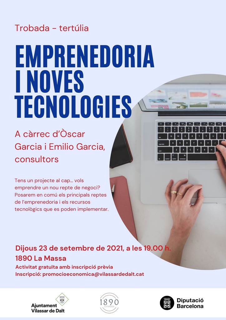Si esteu per Vilassar de Dalt o rodalies el dia 23 i voleu assistir a la emprendoria, esteu convidats.

Si estáis por Vilassar de Dalt o alrededores el día 23 y queréis asistir a la emprendería, estáis invitados. 

#consultorit #emprendedorismo #emprendoria #novestecnologies