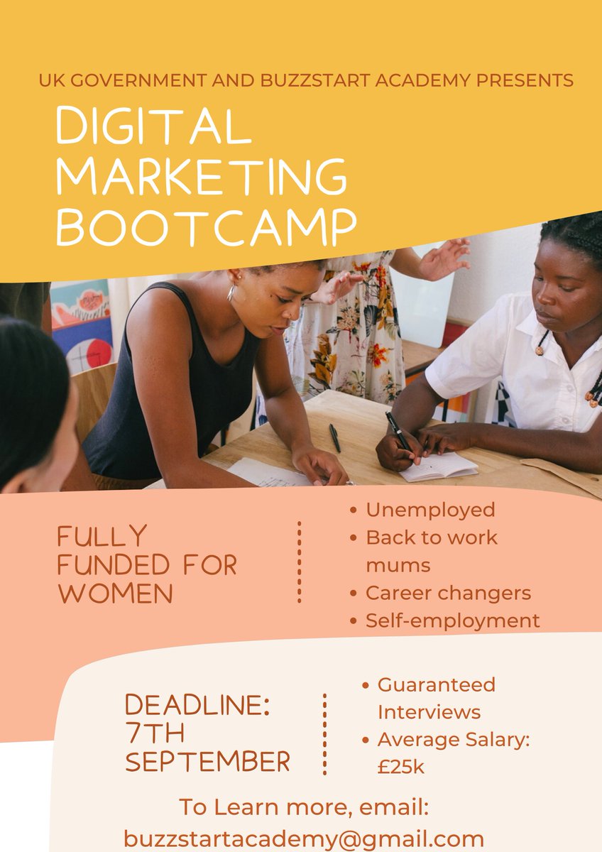 @MikeBlackburn_ (Pls Retweet) Are you a woman (19+) living in the Greater Manchester? ✔looking for work? ✔self-employed and need help to grow your digital venture? ✔return to work mum? This fully funded Skills Bootcamp is for you😍 Learn more: buzzstart.learnworlds.com/home-talent-ap…