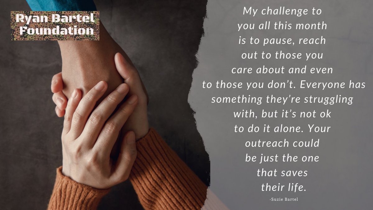 RyanBartelFdn's tweet image. #BeAFriend Friday
ryanbartelfoundation.org
#YouAreEnough #WereAllHuman #YouMatter #RyanBartelFoundation
#SuicidePreventionAwarenessMonth #suicideprevention