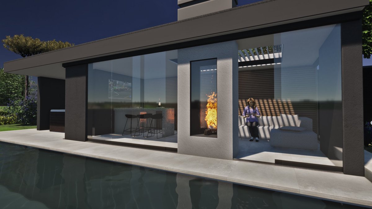 GertJanSchouwen's tweet image. Ontwerp voor poolhouse met gashaard en buitenkeuken. 
#tuinarchitect #tuinontwerp