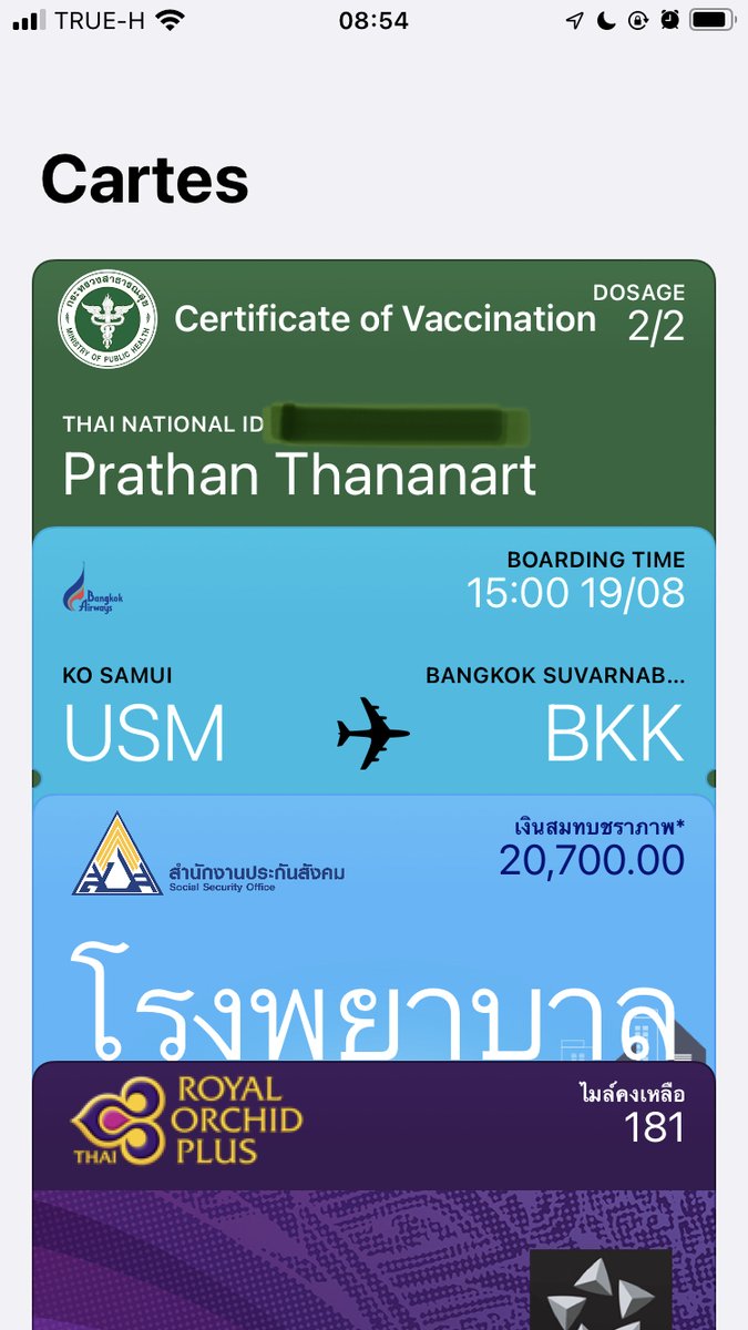 scomma's tweet photo. ใครไม่อยากพกใบรับรอง A4 เด๋อๆ ที่เขาแจกหลังฉีดวัคซีน ผมทำตัวแปลงเป็น passbook format สำหรับดูดเข้า Apple/Android Wallet ให้แล้วครับ

https://t.co/5UgV8vrnzS https://t.co/yU2McXCxdP
