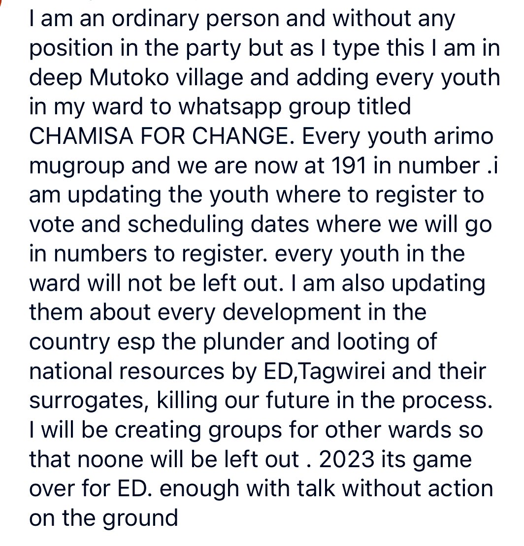 daddyhope's tweet photo. This is the individual contribution that I talk about daily!

Whilst we expect the opposition leadership to lead from the front, the individual Zimbabwean citizen looking for change should also contribute instead of spending the whole day in “analysis” mode.

What are you doing? https://t.co/HDDZniGGE9