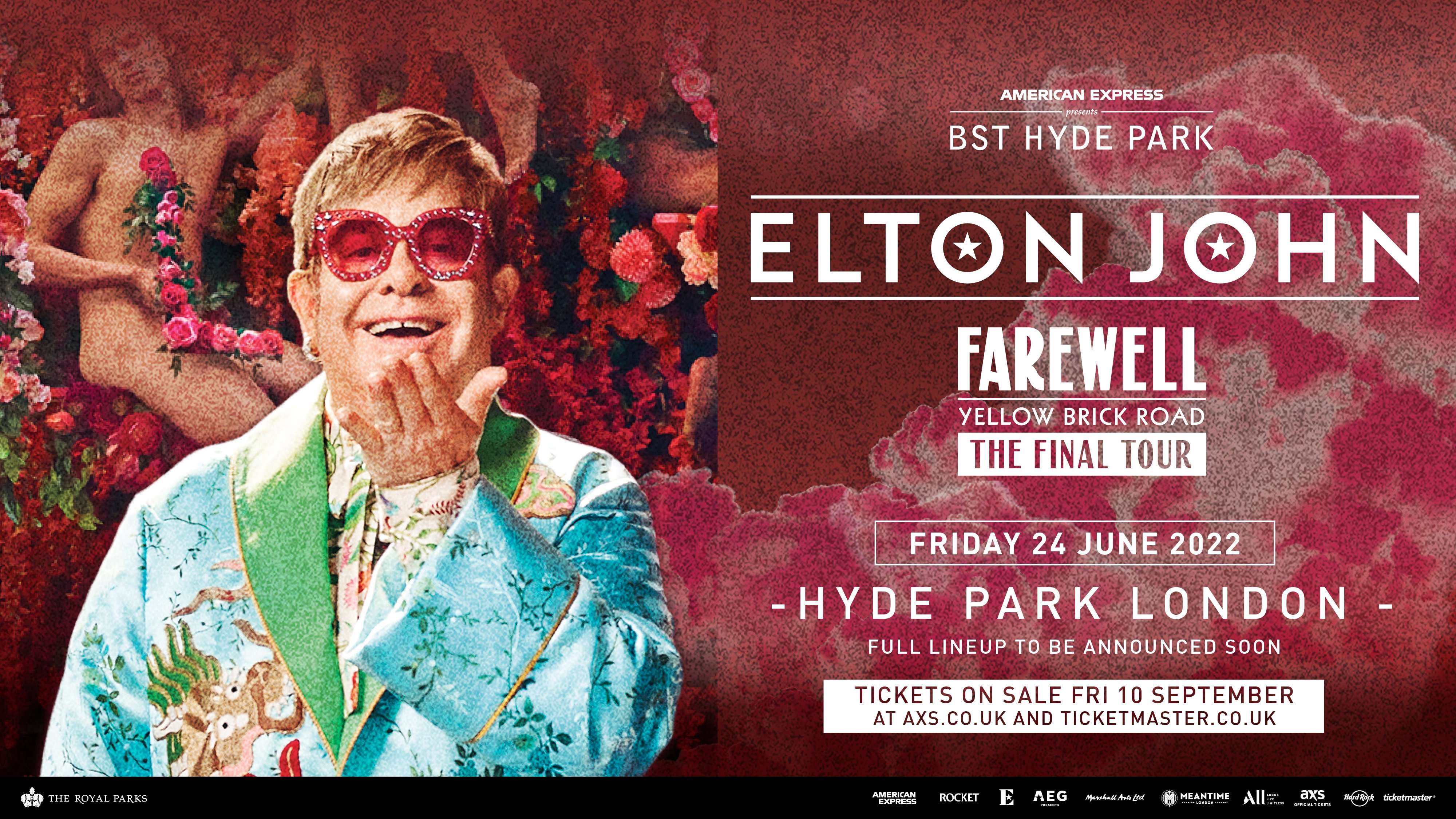 bst hyde park on twitter we re back with a massive headliner for 2022 the incomparable elton john the rocketman returns to bst hyde park friday 24th june 2022 american express