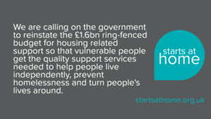 This #StartsAtHome Day, join us in calling on the government to ensure that supported housing gets the funding it needs.