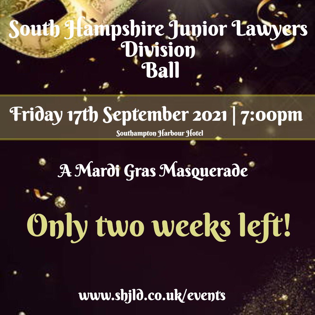 theSHJLD's tweet photo. 2/2 Tickets are only £35 for members or £45 for non members. Why not ask your firm or organisation to pay for your tickets? This event will be a great way to network and meet local professionals in the South Hampshire region. 

** 17th September 2021**

#SHJLDAnnualBall2021 https://t.co/Coa5g7YOUC