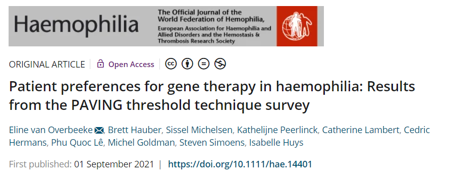 IMI_PREFER's tweet photo. .@van_overbeeke et al asked 117 #haemophilia patients about their preferences for #GeneTherapy! It turns out, their preferences vary greatly. And that informing #patients can facilitate acceptance! 

https://t.co/SamChb19S5 @eahad @IMI_JU #PatientPreferences https://t.co/r4FEE4hcDN