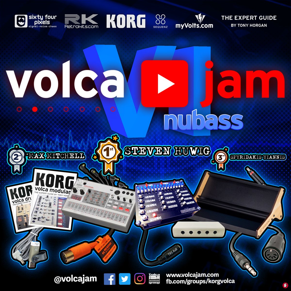 VolcaJam's tweet image. Congratulations to the following volca group members for winning  #VolcajamVInubass 🖖🧑‍🚀
1: Steven Huwig 
2: Max Mitchell
3: Spyridakis Yiannis

Check out Steven's winning volcajam here:youtube.com/watch?v=cTzlZ_…

facebook.com/groups/korgvol…
volcajam.com
#korg #korgvolca