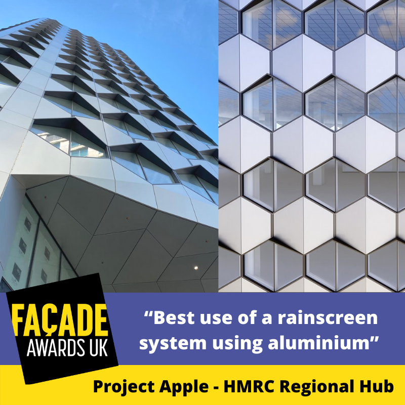 MetallineUK's tweet image. We have been shortlisted for the “Best use of a rainscreen system using aluminium” at this years @FacadeAwards UK!

The project we have been shortlisted for in this category is “Project Apple - HMRC Regional Hub”  -
metalline.co.uk/project/hmrc-r…
#FacadeAwards #RainscreenSystem