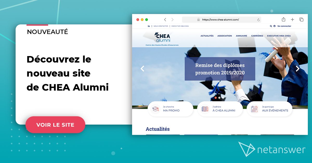 [Ils nous rejoignent 🤝]

L'association CHEA Alumni rejoint le réseau Netanswer !

Découvrez leur nouveau site ! chea-alumni.com

Merci d'avoir fait confiance à Netanswer !

#networking #alumni #reseau #communaute #NetAnswer
