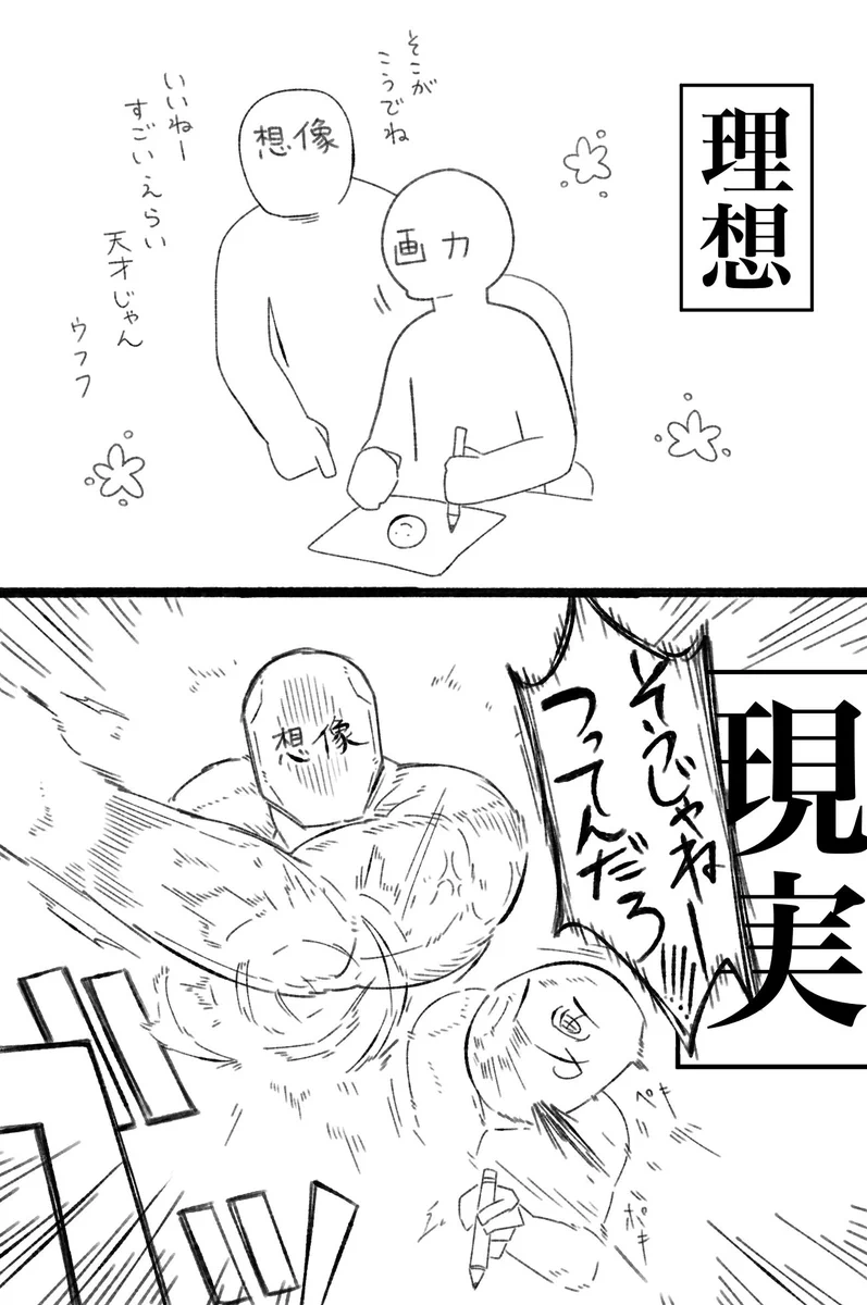 想像と画力の関係性の？理想と現実の違いがこれwww