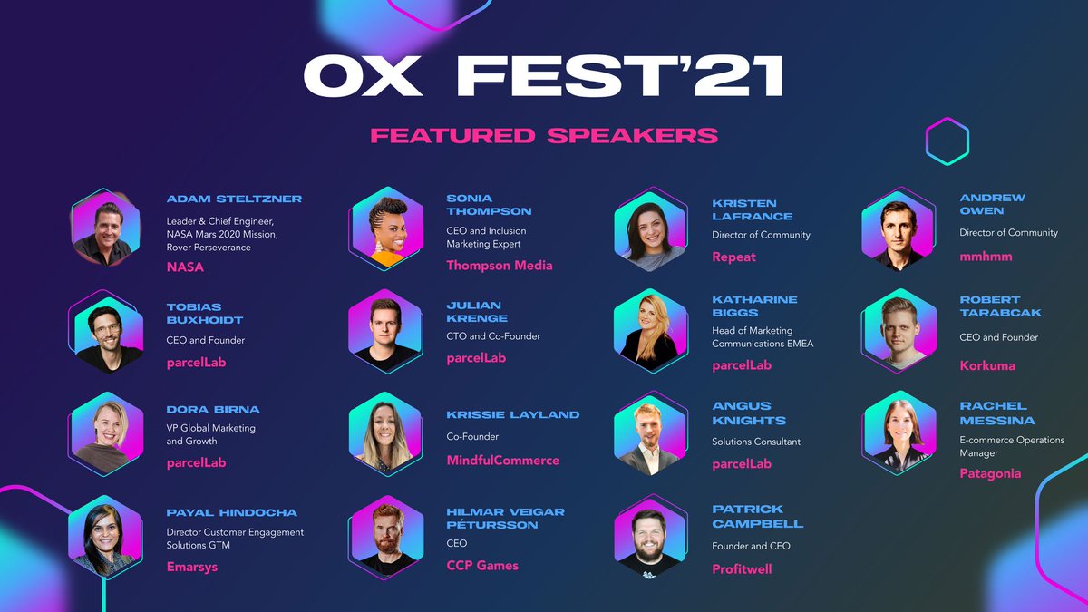 parcelLab's tweet image. OX FEST&apos;21!

Hier ist es, unser komplettes Line-Up (bis auf ein oder zwei weitere SEHR spannende und geheime Gäste...) 

parcellab.com/OXFest/

#OperationsExperienceManagement #OperationsExperience #Ecommerce