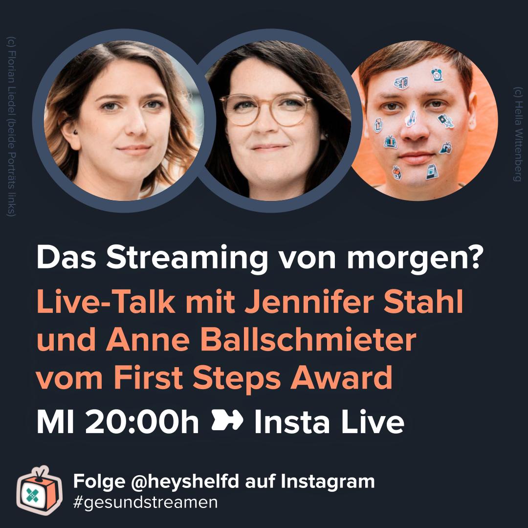 Empfehlung's tweet photo. Sei dabei, wenn ich mit #JenniferStahl und #AnneBallschmieter vom #FirstStepsAward über die Bedürfnisse des Film-Nachwuchses und #gesundstreamen spreche. 

📅 Mittwoch, 08.09. um 20:00h – via Insta Live: https://t.co/G7lyY8bsHn

CC @Filmpreis @rbbKultur @ProSieben @ufa_production https://t.co/YNAjITdtXj