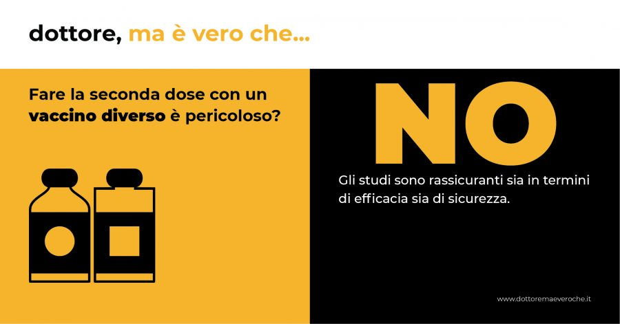 dottoremaevero's tweet photo. 🚨 #COVID19 #DMEVC Dottore, ma è vero che... Fare la seconda dose con un #vaccinoCOVID diverso è pericoloso?

➡️ No: gli studi sono rassicuranti sia in termini di efficacia che di sicurezza.

Per saperne di più, leggi la nostra scheda al link 👉 https://t.co/NmUVripXkw https://t.co/97P4h0Nghq