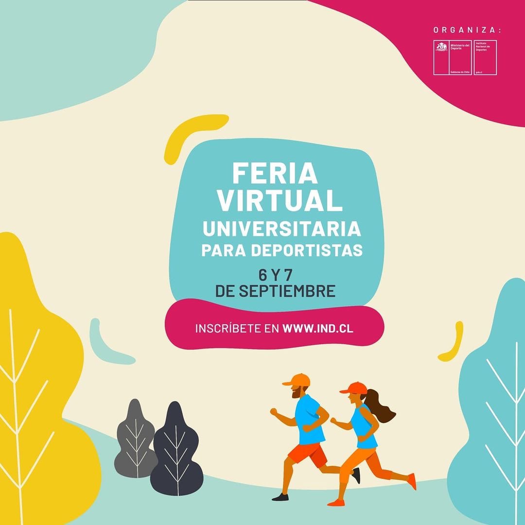 Participa de la Feria Virtual Universitaria para Deportistas de Alto Rendimiento y conoce las universidades, su oferta académica, oferta curricular, admisión especial, becas, beneficios, entre otros 🙌🏻😁 🔸6 y 7 de septiembre🔸10:00AM🔸  INSCRÍBETE EN 📲 IND.Cl