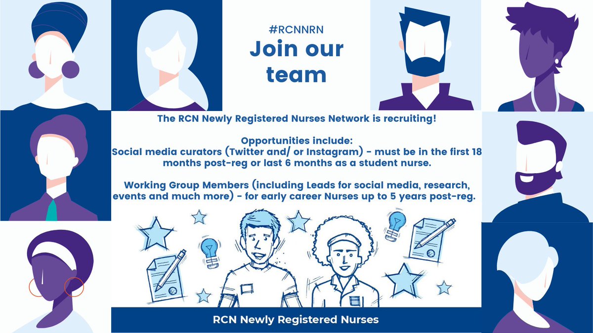 💫 JOIN OUR TEAM 💫 We are recruiting: 📱Social media curators AND 📈Working Group Members Deadline: 26th September Find out more: rcn.org.uk/news-and-event… #RCNNRN