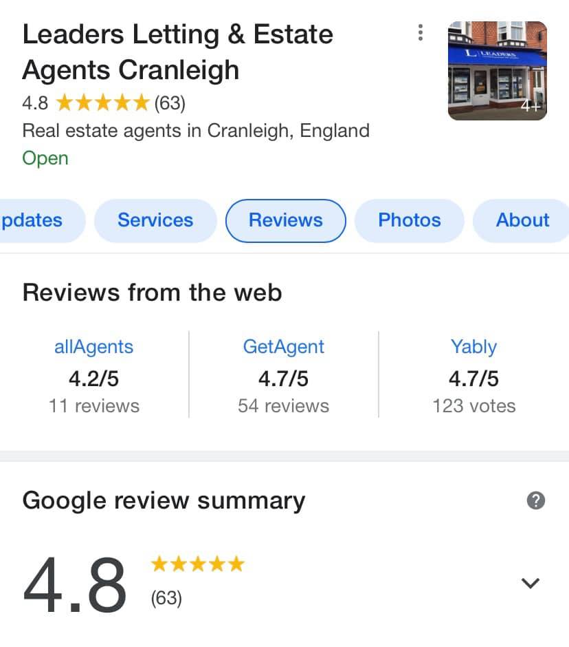 We always want to ensure our landlords and tenants are having the best experience possible when choosing us. 

With 63 reviews and now a 4.8 rating, why wouldn’t we be your chosen agent? ⭐️⭐️⭐️⭐️⭐️

#googlereview #lettings #landlords #tenants #rightmove #zoopla #cranleigh #surrey