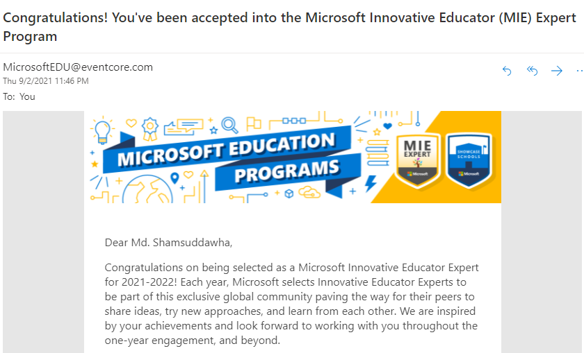 shamshzoha's tweet photo. Another thrilling year!!!
I am so glad &amp; excited to be selected as an MIE Expert for consecutively three years. 
Thanks to all for supporting me to work globally.  #MicrosoftEdu #MIEExpert #Bangladesh #WorldEducatorsCommunity https://t.co/chWccxcKmJ