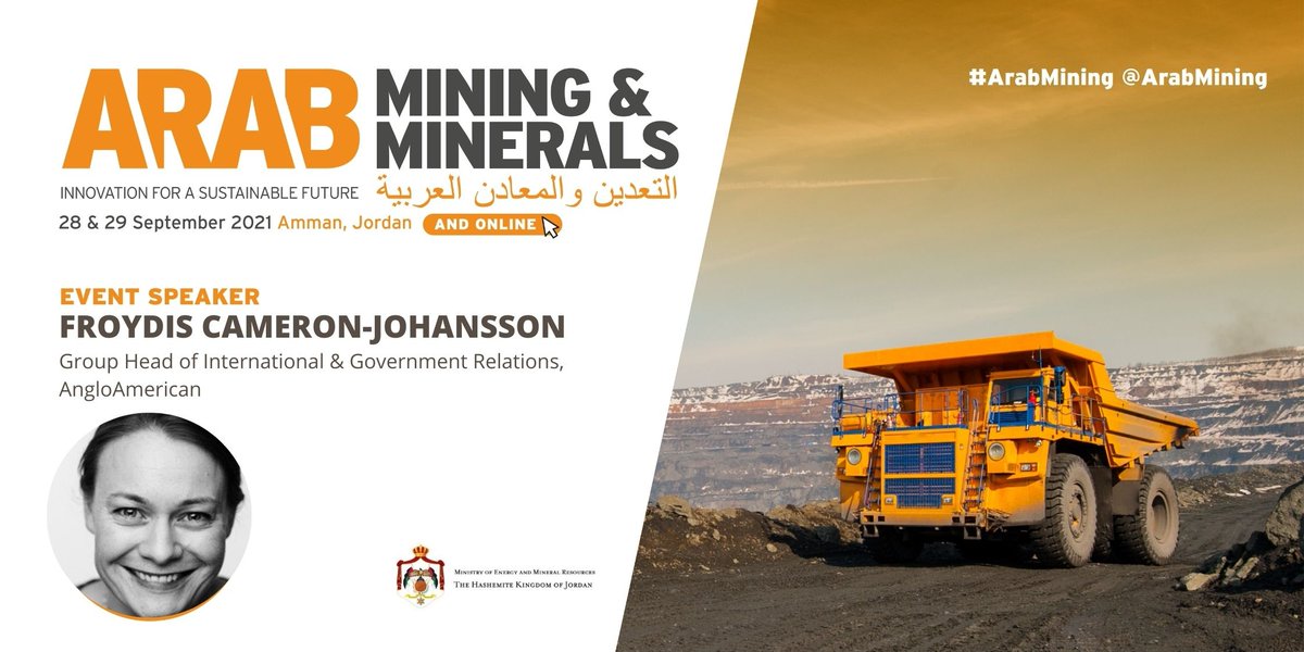 ArabMining's tweet image. Meet FROYDIS CAMERON-JOHANSSON
Group Head of International &amp;amp; Government Relations, AngloAmerican @AngloAmerican , 
 at #ArabMining in #Amman 28-29 September 2021

arabmining.net