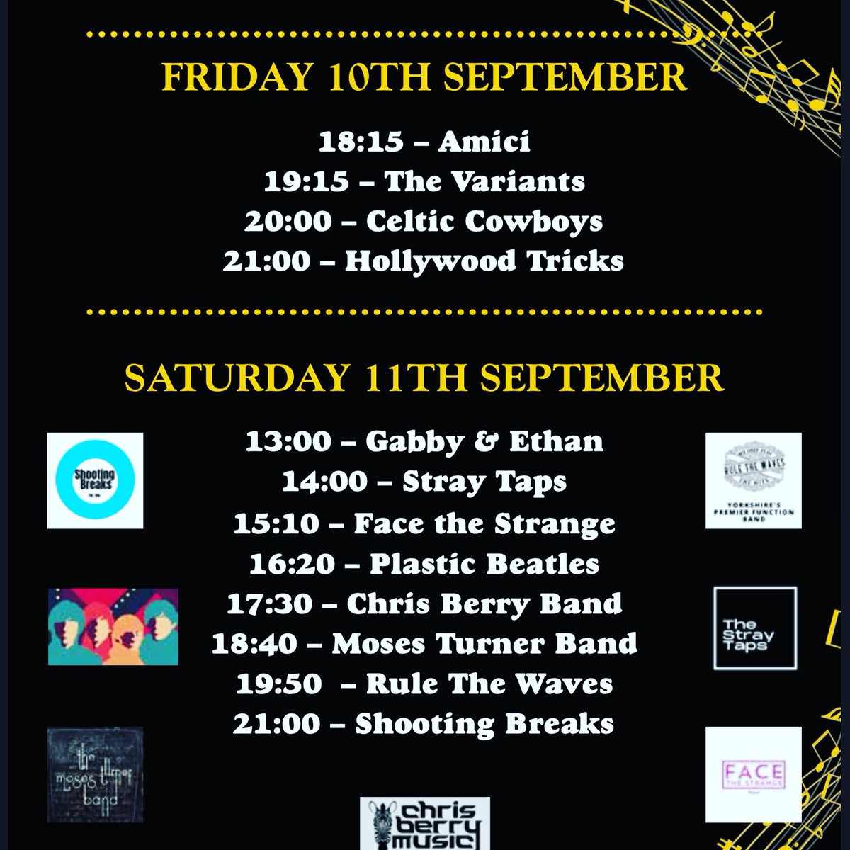 🎶🍺One week to go🍺🎶 
- here is the line up for the next weekend when the 11th beer and music festival is at Yarnbury…keep an eye out on socials over the week as we introduce the bands… #excitingtimes #beerfestival #yorkshire