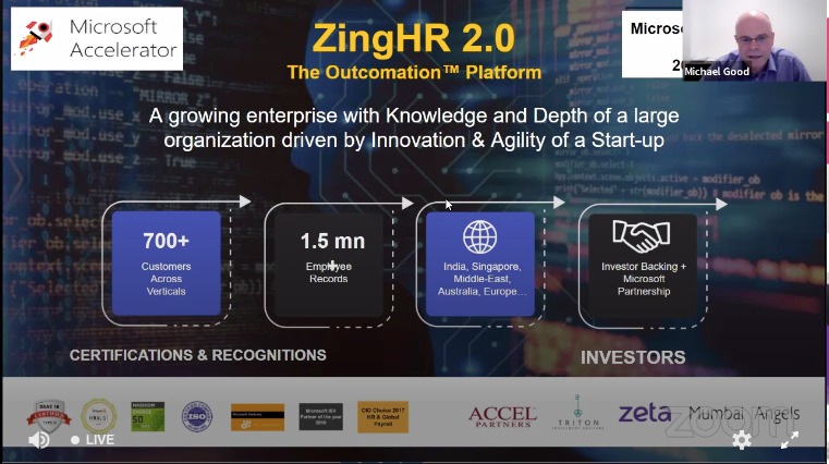 SHRMindia's tweet photo. We approach the delivery to our customers, by trying to partner with our customers to deliver tangible business value. - Michael Good, Global Chief Operating Officer, ZingHR 

Session Partner: @ZingHR 

#SHRMTech21 #WorkTech #WorkExponentiated #HumanResources #WorkPlaces https://t.co/STqNkdNupt