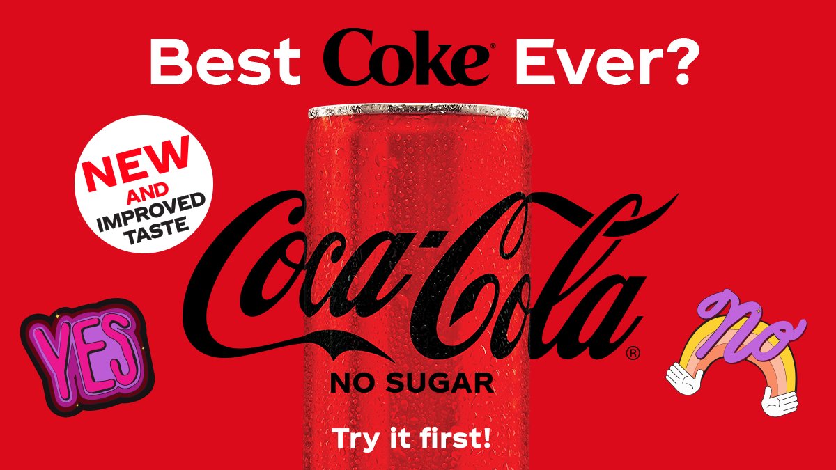 CocaCola_ZA's tweet image. 🏆🥤❓

#👍 #👎

Coke® No Sugar, is it the best Coke® ever? 
Try the new and improved taste first and let us know. #BestCokeEver? 
Learn more: spr.ly/6010yx1vu