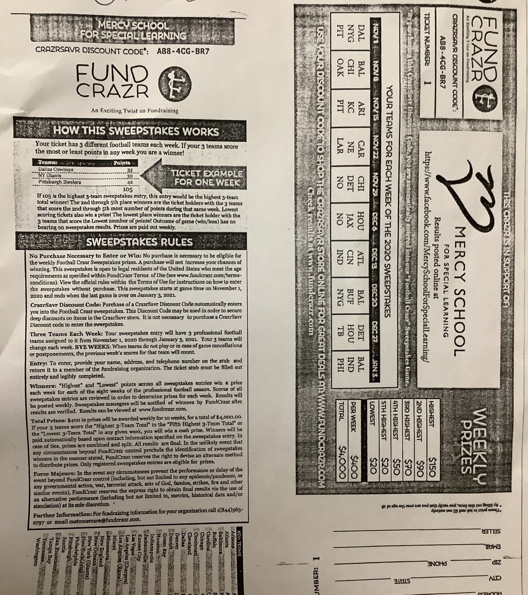 Want to support Mercy?
Interested in purchasing some Football Lottery tickets?
Give us a call at 610-797-8242 and we can help you out.  Winning results are posted weekly on our Facebook page.