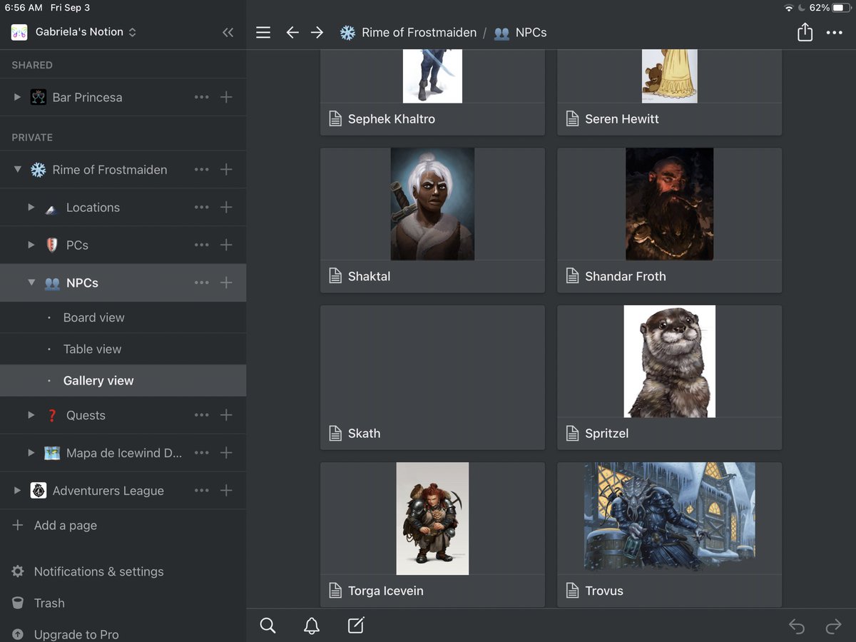 tomoegabi's tweet photo. Re-Organizei meu jogo todo de Rime no #notion olha que lindeza...
#RimeoftheFrostmaiden #DnD #ttrpg #DMnotes #RPGprep #BehindtheShield
Nunca mais perco o nome do NPC novamente! Eh minha maior dificuldade...
Como vcs organizam suas campanhas?
A seguir: #notetaking https://t.co/sq4bYatrUa
