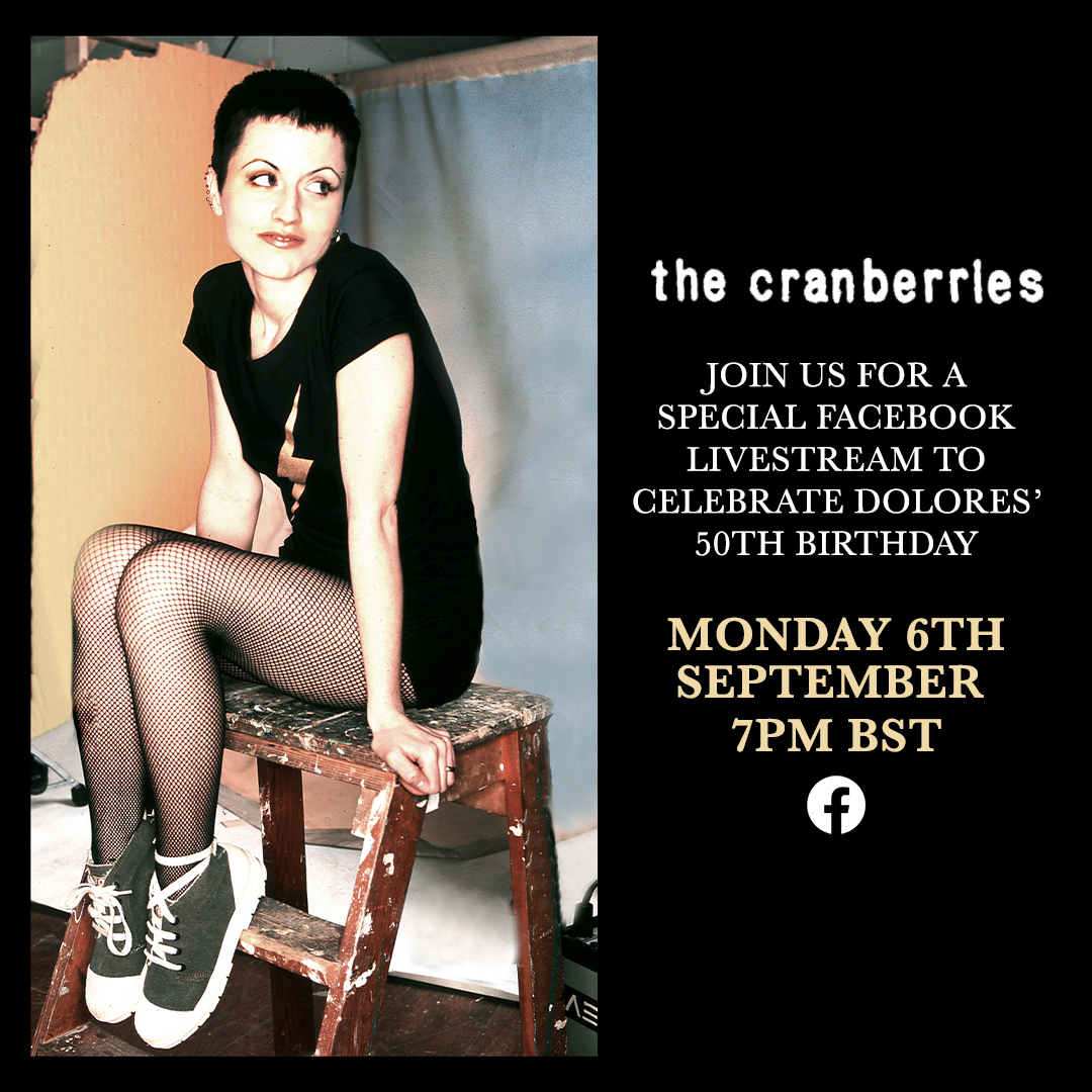 The_Cranberries's tweet photo. To all ours fans and followers, please join us for a livestream on Facebook on Monday next at 7pm (GMT) to commemorate what would have been Dolores’ 50th birthday, as well as releasing some exciting new content.

Full details : https://t.co/SjHLgg2qR7 https://t.co/rdJIxLwdrV