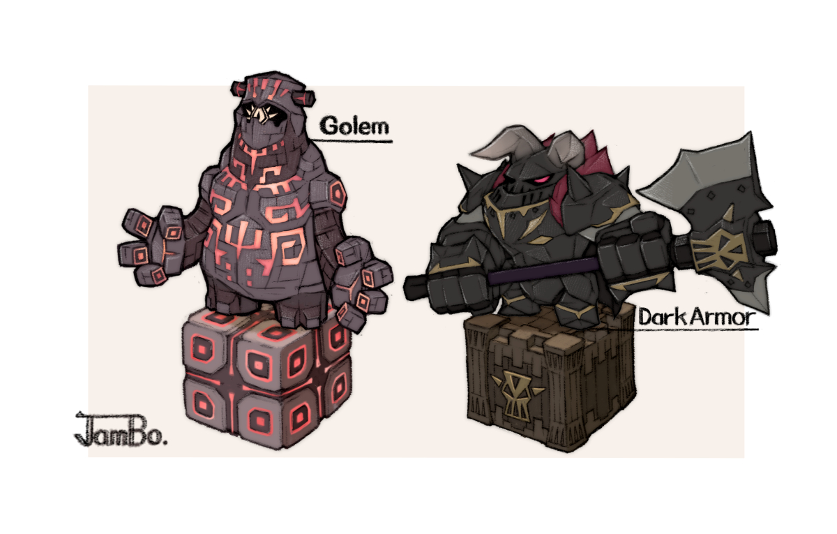 「Cube_Golem and Dark Armor 」|JamBoのイラスト