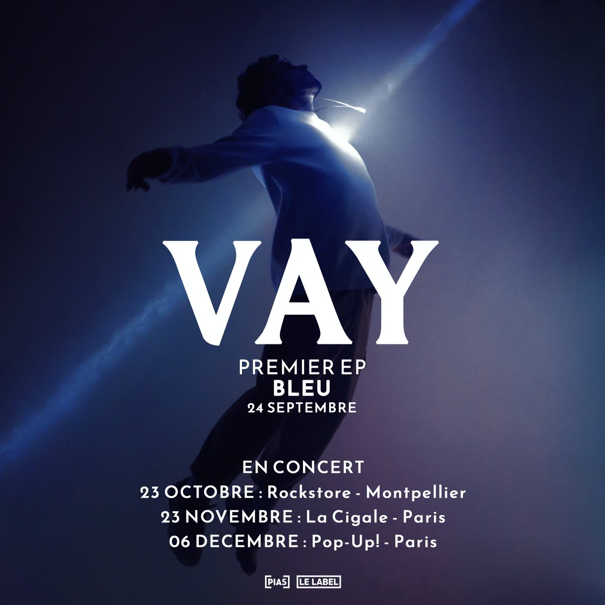 Heureux et soulagé de vous annoncer que mon premier EP "BLEU" sort le 24 septembre. L’attente était si longue.. mais enfin je peux vous partager mon univers, mes ressentis et le plus important, ma musique !
Vous pouvez le pré-sauvegarder ici : vaymusic.lnk.to/Bleu