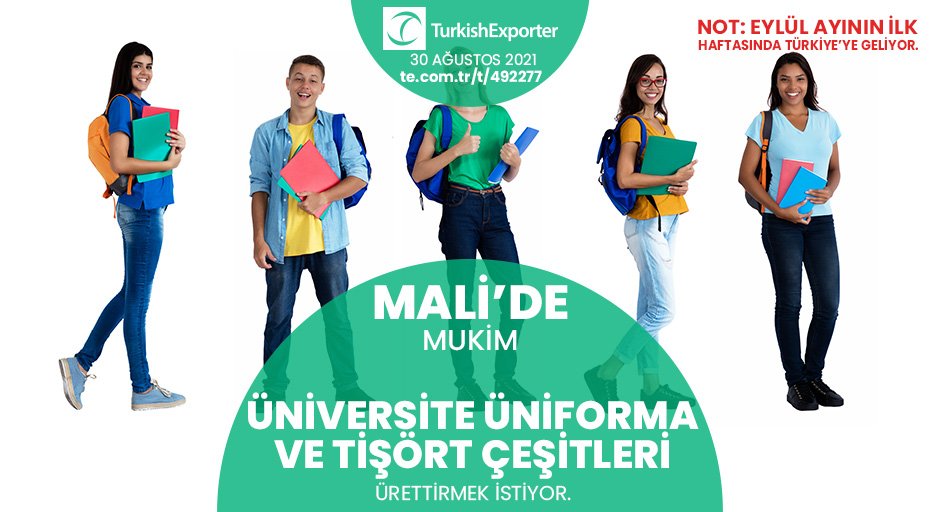 ihracatcomtr's tweet photo. 💡İhracat Fırsatı!

📍Mali’de mukim, üniversite üniforma ve tişört çeşitleri ürettirmek istiyor.

NOT: Eylül ayının ilk haftasında Türkiye’ye geliyor.

⭐Bu ihracat fırsatının detaylarına erişmek için linke tıkla!
👉https://t.co/ya6pqhzb7l

#ihracat #export #import #Mali #Mukim https://t.co/V1yNPPrPr0