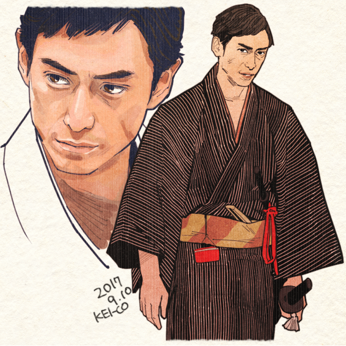 1boy japanese clothes male focus kimono sword weapon black hair  illustration images