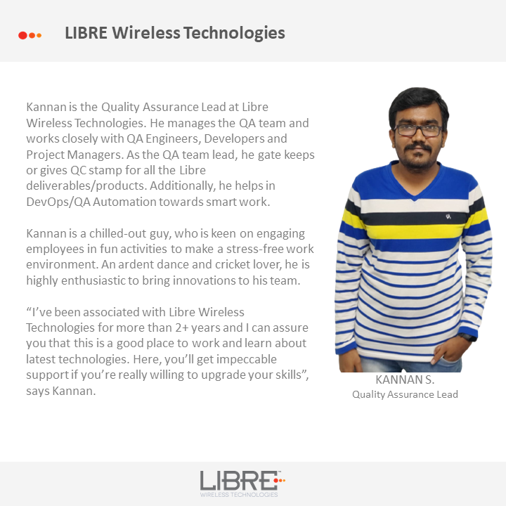 LibreWireless's tweet photo. Here is Kannan S, a hard-working and dedicated Libreian. We are introducing our employee striving for Libre success. #LIBRE #Libreian #QA #Lead #testing #Hardwork  #Appreciation #best #Success #IoT #embedded #Cloud #Voice #Bangalore #India #AUTOMATION https://t.co/D5aROAi3U2