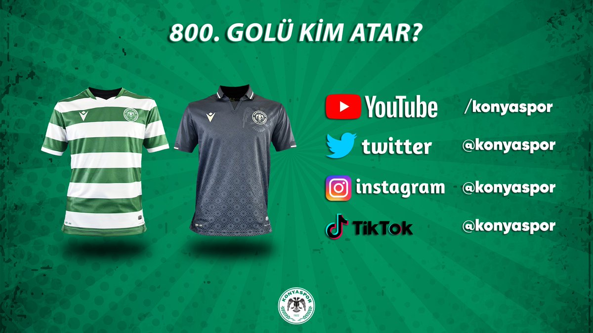 🎉Konyaspor'umuzun 800. Golünü Kim Atar?🎊 800. golü atanı bul, İ.H. Konyaspor'umuzu tüm sosyal medya mecralarında takip et ve bu tweeti RT'le, imzalı forma kazanma şansı yakalayan 3 kişiden biri ol!