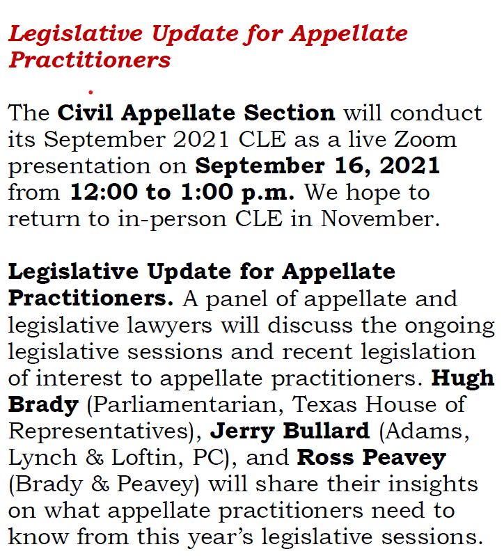 AustinAppellate's tweet photo. FREE one-hour CLE event. Register via Eventbrite here:
https://t.co/0kBLVqex2s... https://t.co/dz7G0y86BD