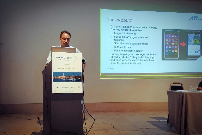 AndreasSackl's tweet photo. Today I presented our study at the INTERACT 2021 conference about the acceptance of an an elderly-friendly Android launcher in the target customer group. Paper is available here: https://t.co/ynPY03jggt #ux #AAL #accessibility https://t.co/ZMQBU5S6pB