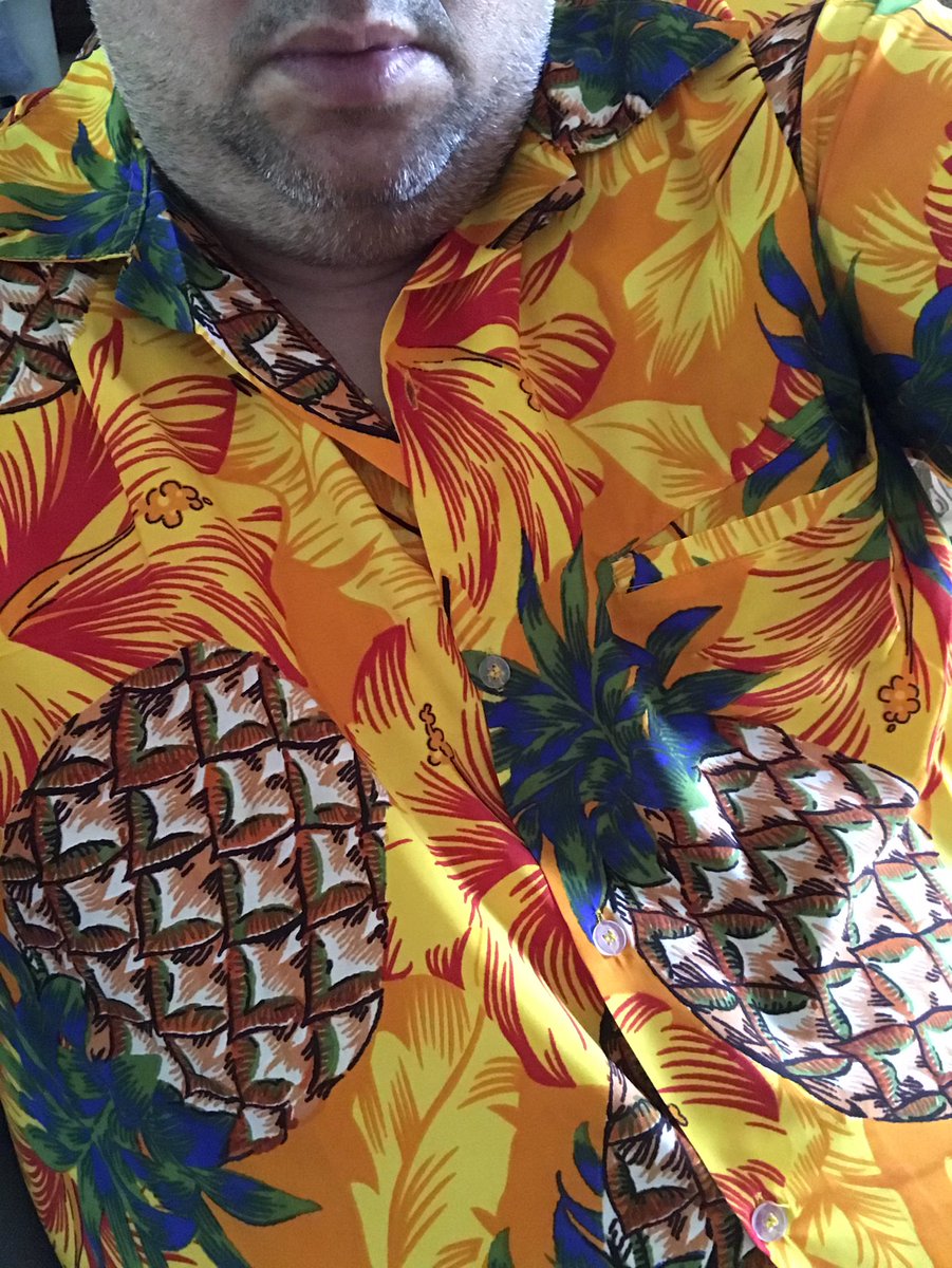tweetingclip's tweet photo. Some positive news. New Hawaiian shirt has arrived. #PineappleTits https://t.co/Aqxv1zU5kR